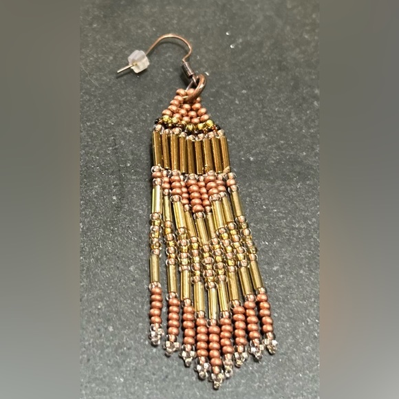 Handmade Beaded Dangle Earrings - Picture 3 of 6